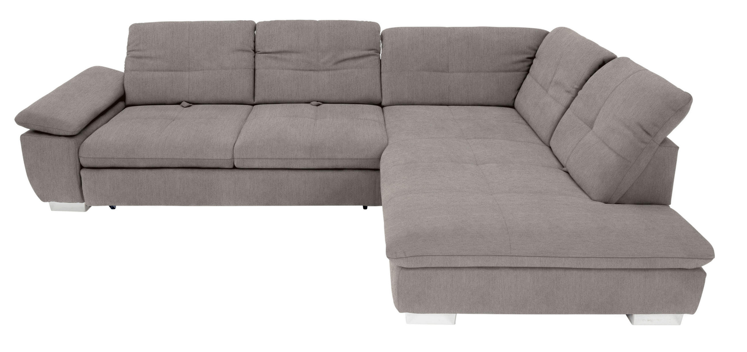 ECKSOFA Hellgrau Chenille  - Chromfarben/Hellgrau, Design, Textil (313/242cm) - Xora