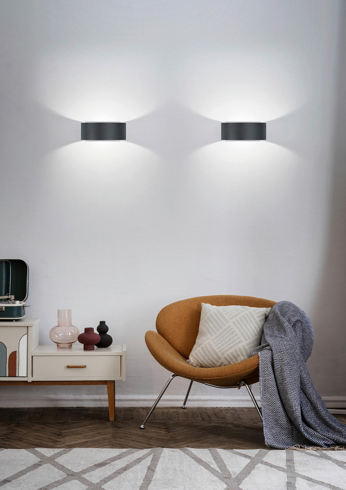 LED-WANDLEUCHTE Fosca 6/16/14,5 cm   - Schwarz, Design, Metall (6/16/14,5cm) - Helestra