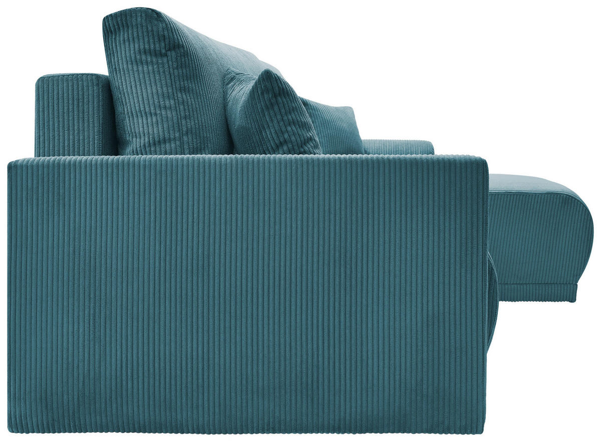 ECKSOFA KIMMY Hellblau Cord Zierkissen, Rückenkissen, Bettkasten  - Schwarz/Hellblau, Design, Kunststoff/Textil (233/146cm) - P & B