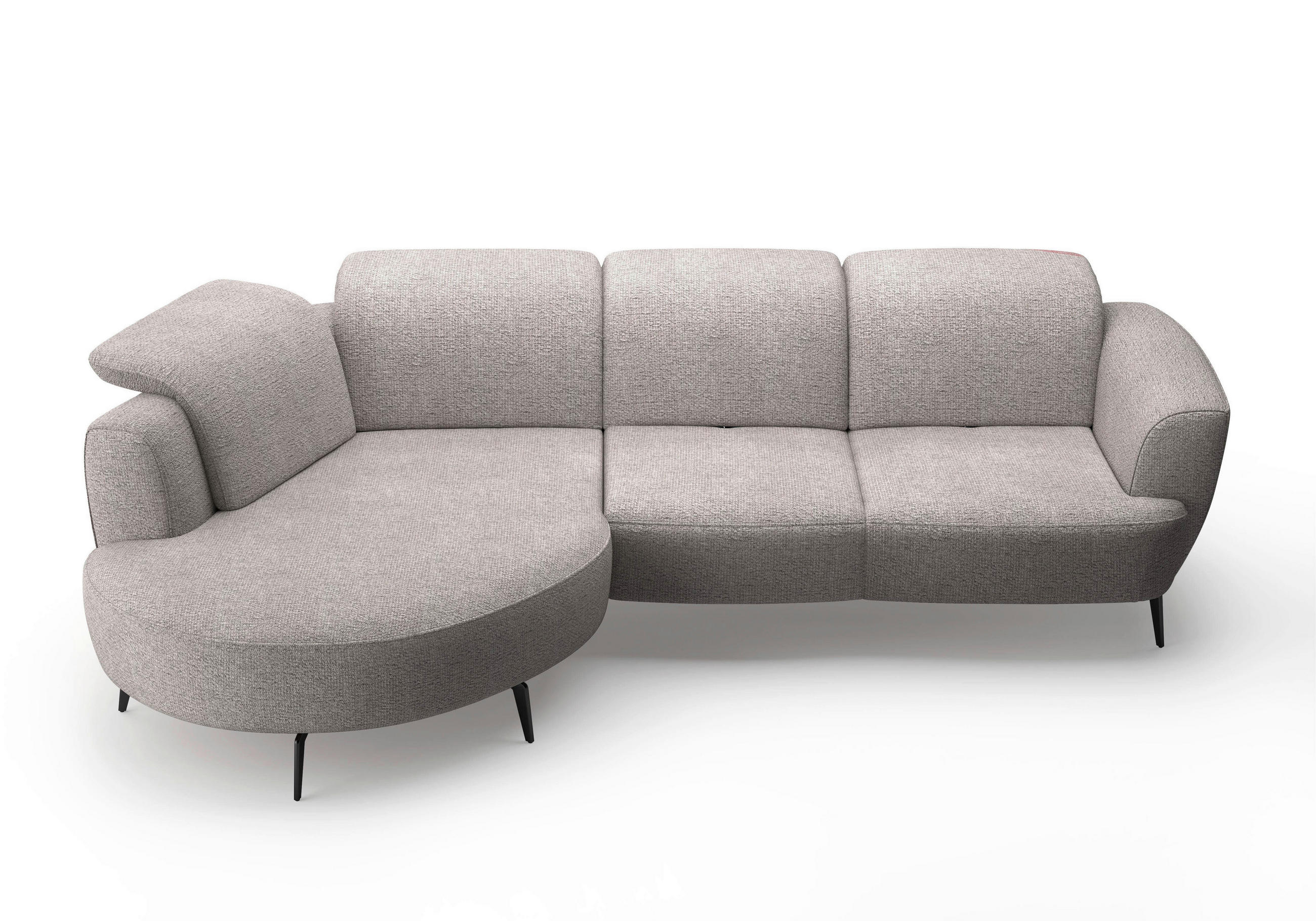 ECKSOFA in Chenille Silberfarben  199/309 cm  - Silberfarben/Schwarz, KONVENTIONELL, Textil/Metall (199/309cm) - Sit & More