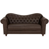 CHESTERFIELD-SOFA Lederlook Braun  - Dunkelbraun/Braun, KONVENTIONELL, Holz/Textil (208/94/90cm) - Livetastic