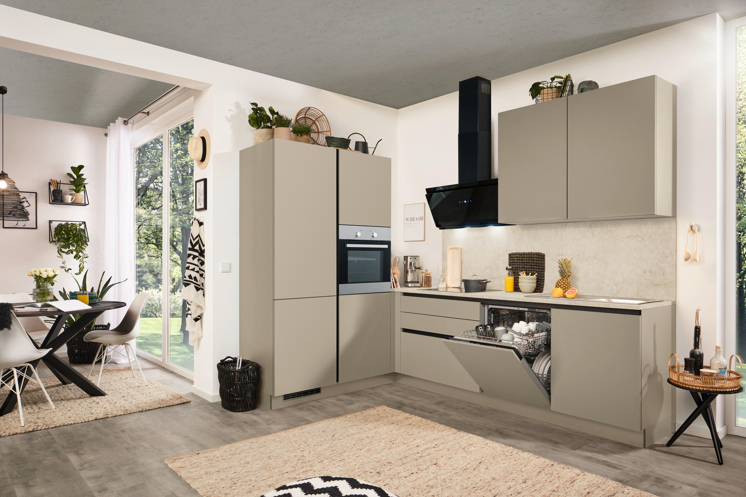 ECKKÜCHE 183/276 cm  in Creme, Grau  - Creme/Grau, Basics, Holzwerkstoff (183/276cm) - Welnova