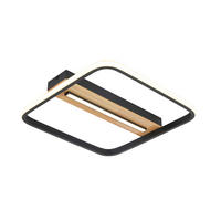 LED MENNYEZETI LÁMPA - fekete/tölgyfa, Basics, műanyag/fa (39/39/6cm) - Novel