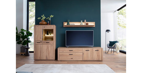 WOHNWAND 3-teilig in Eichefarben 302/179/50 cm - Eichefarben/Anthrazit, KONVENTIONELL, Glas/Holz (302/179/50cm) - Cantus