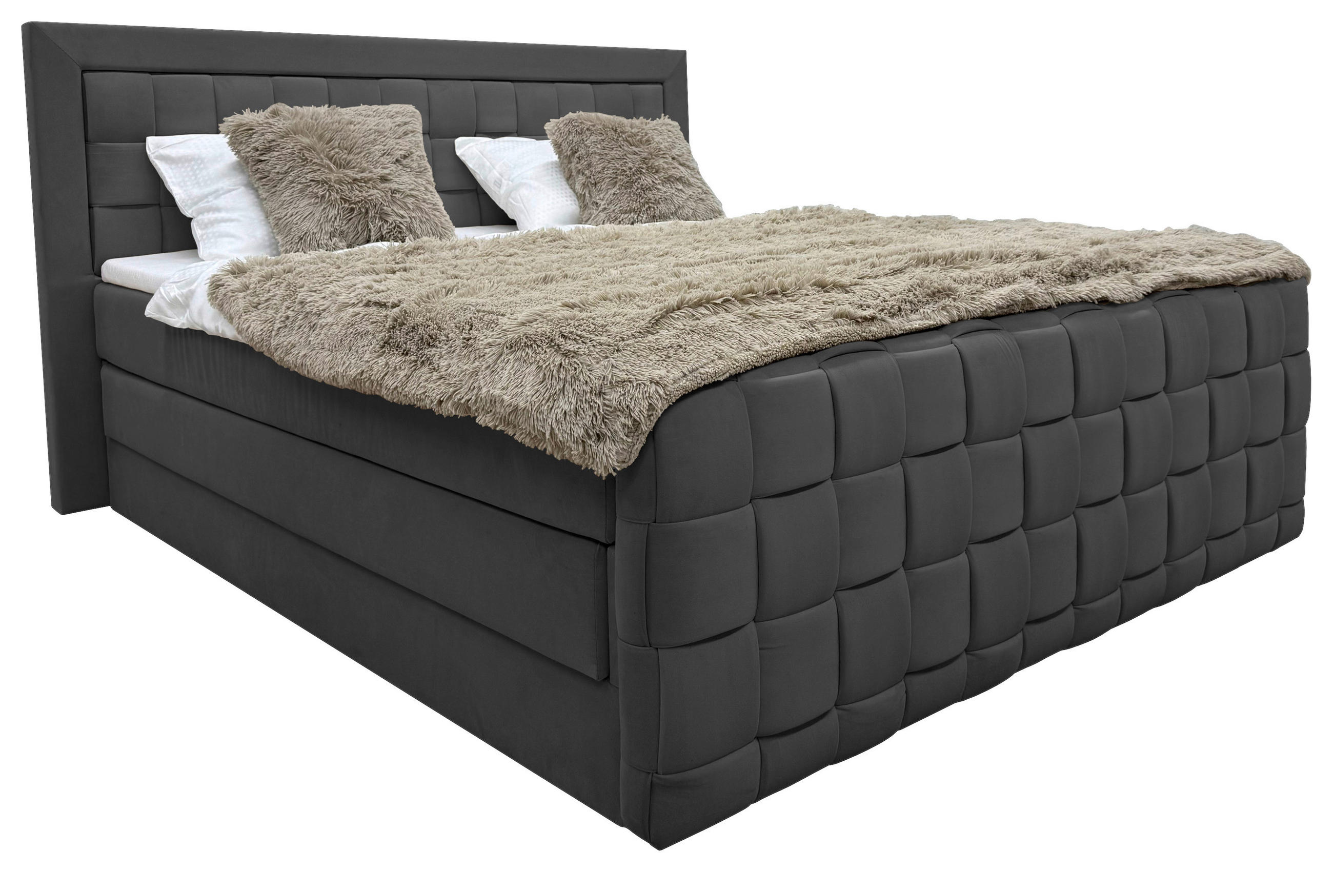 BOXSPRINGBETT 180/200 cm  in Schwarz  - Schwarz, MODERN, Textil (180/200cm) - Livetastic