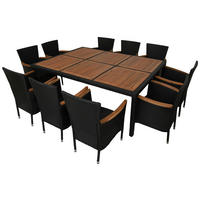 GARTENTISCHGRUPPE Akazie massiv Stahl  - Schwarz/Akaziefarben, KONVENTIONELL, Holz/Kunststoff - Ambia Garden