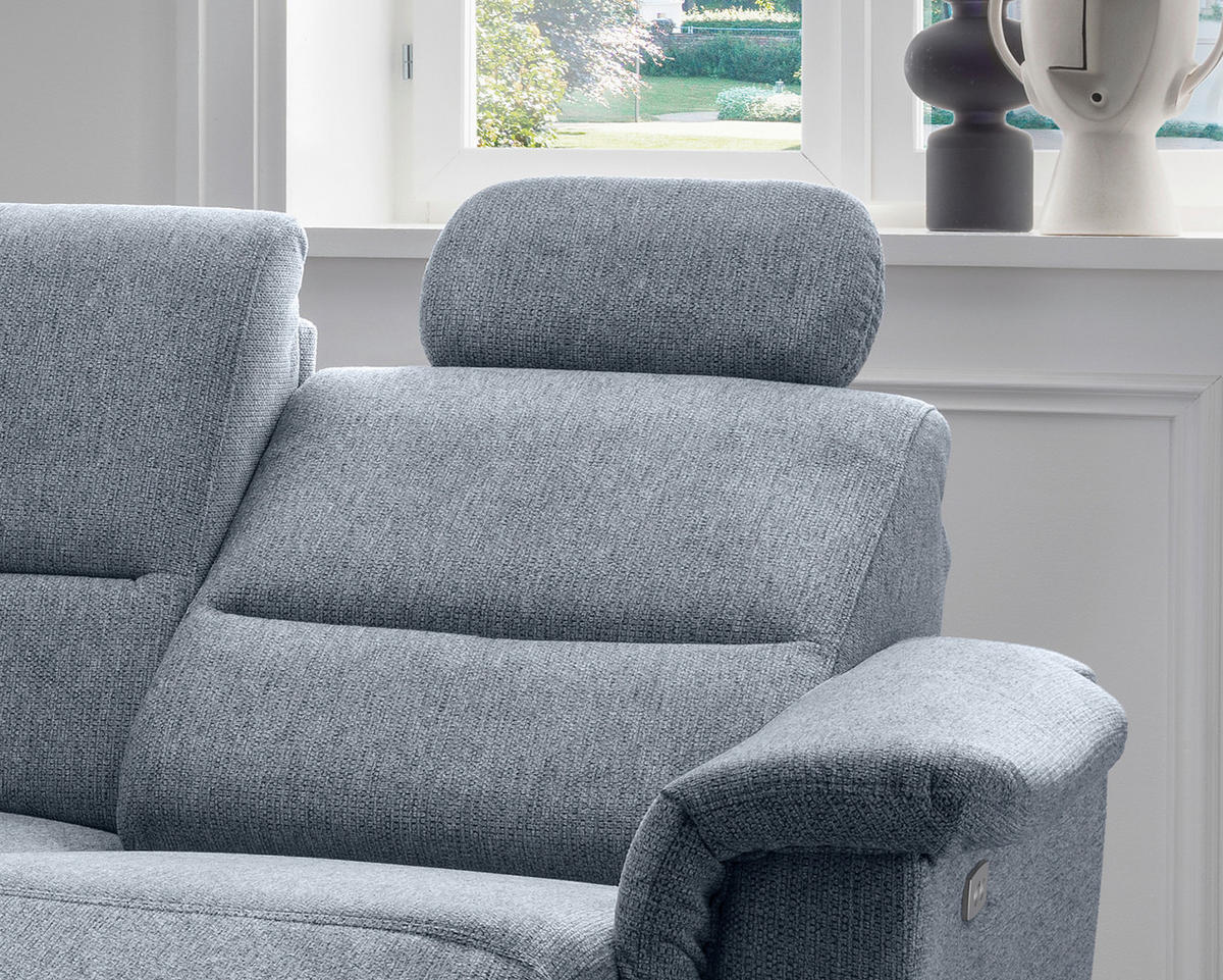 ECKSOFA in Chenille Hellblau  - Chromfarben/Hellblau, Konventionell, Textil/Metall (184/231cm) - Livetastic