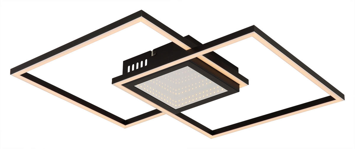 STROPNÍ LED SVÍTIDLO, 42,6/42,6/5 cm - černá/opál, Design, kov/plast (42,6/42,6/5cm) - Globo