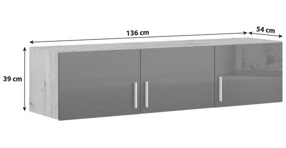 AUFSATZSCHRANK 136/39/54 cm   - Dunkelgrau/Silberfarben, Design, Holzwerkstoff/Kunststoff (136/39/54cm) - Carryhome