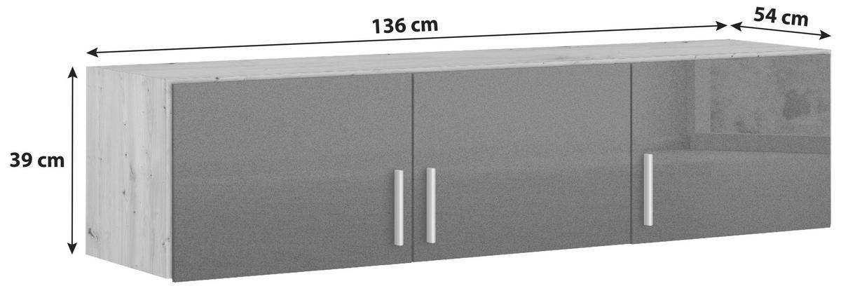 AUFSATZSCHRANK 136/39/54 cm   - Dunkelgrau/Silberfarben, Design, Holzwerkstoff/Kunststoff (136/39/54cm) - Carryhome