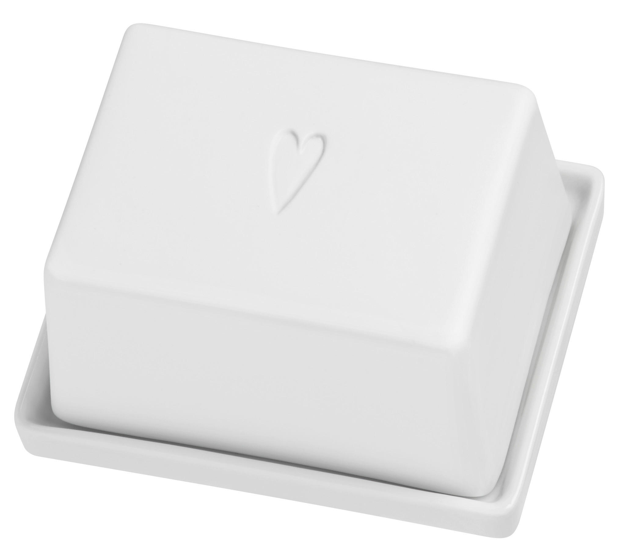 BUTTERDOSE Keramik  - Weiss/Goldfarben, Basics, Keramik (10/6/8cm) - Räder