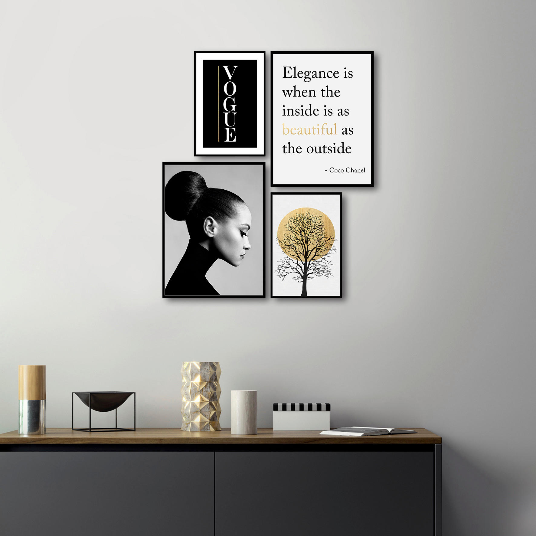 TISAK NA PLATNU     67/65 cm       - višebojno/crna, Trend, papir/drvni materijal (67/65cm) - Monee