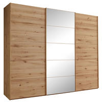 SCHWEBETÜRENSCHRANK 250/217/67 cm 3-türig Eiche Bianco  - Eiche Bianco, Natur, Glas/Holz (250/217/67cm) - Linea Natura