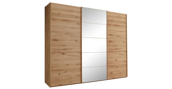 SCHWEBETÜRENSCHRANK 250/217/67 cm 3-türig  - Eiche Bianco, Natur, Glas/Holz (250/217/67cm) - Linea Natura