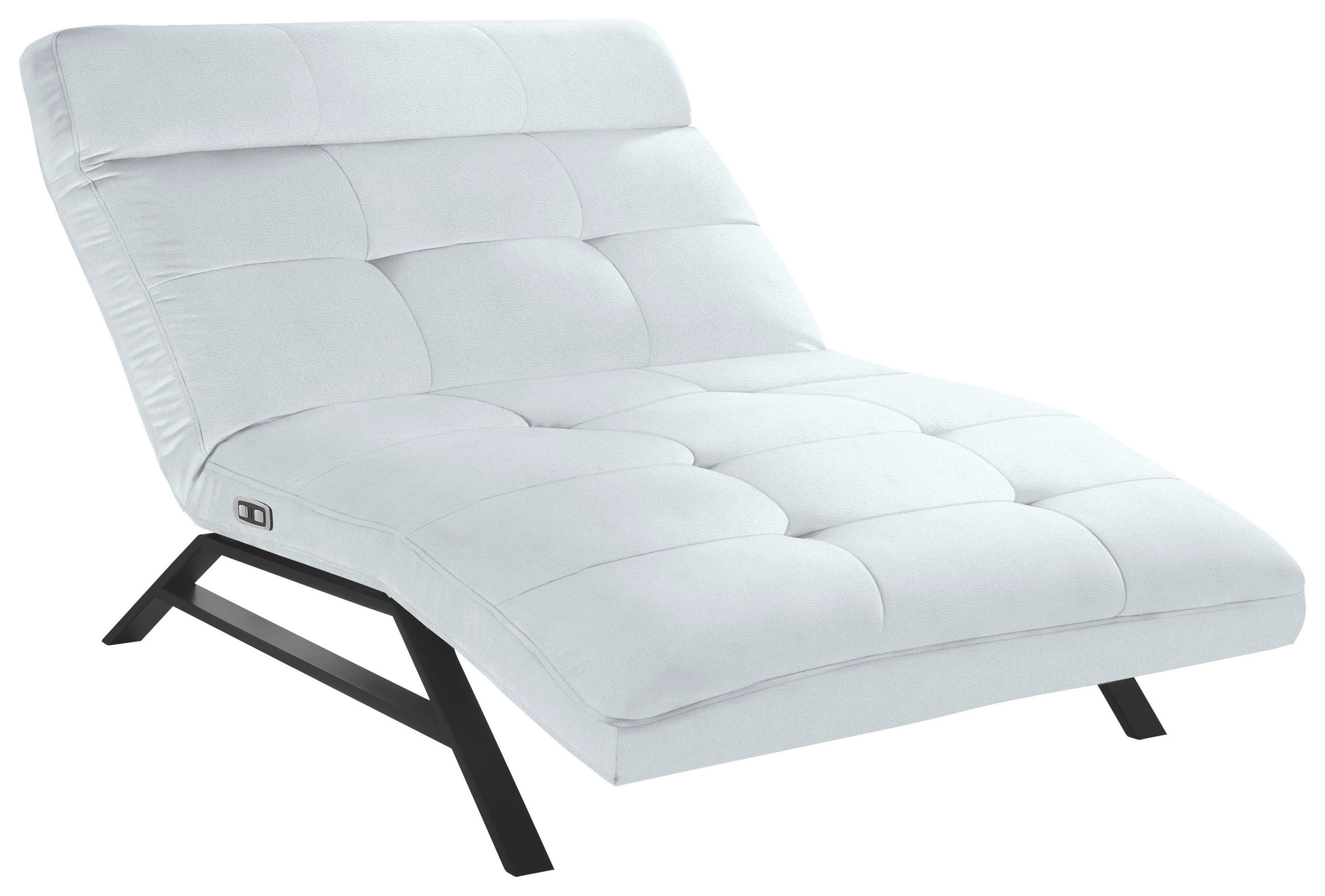 Liege mit motorischer Relaxfkt Echtleder Weiß  - Schwarz/Weiß, Design, Leder/Metall (120/54-113/158-198cm) - Pure Home Lifestyle