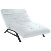 RELAXLIEGE in Echtleder Weiss  - Weiss/Schwarz, Design, Leder/Metall (120/54-113/158-198cm) - Pure Home Lifestyle