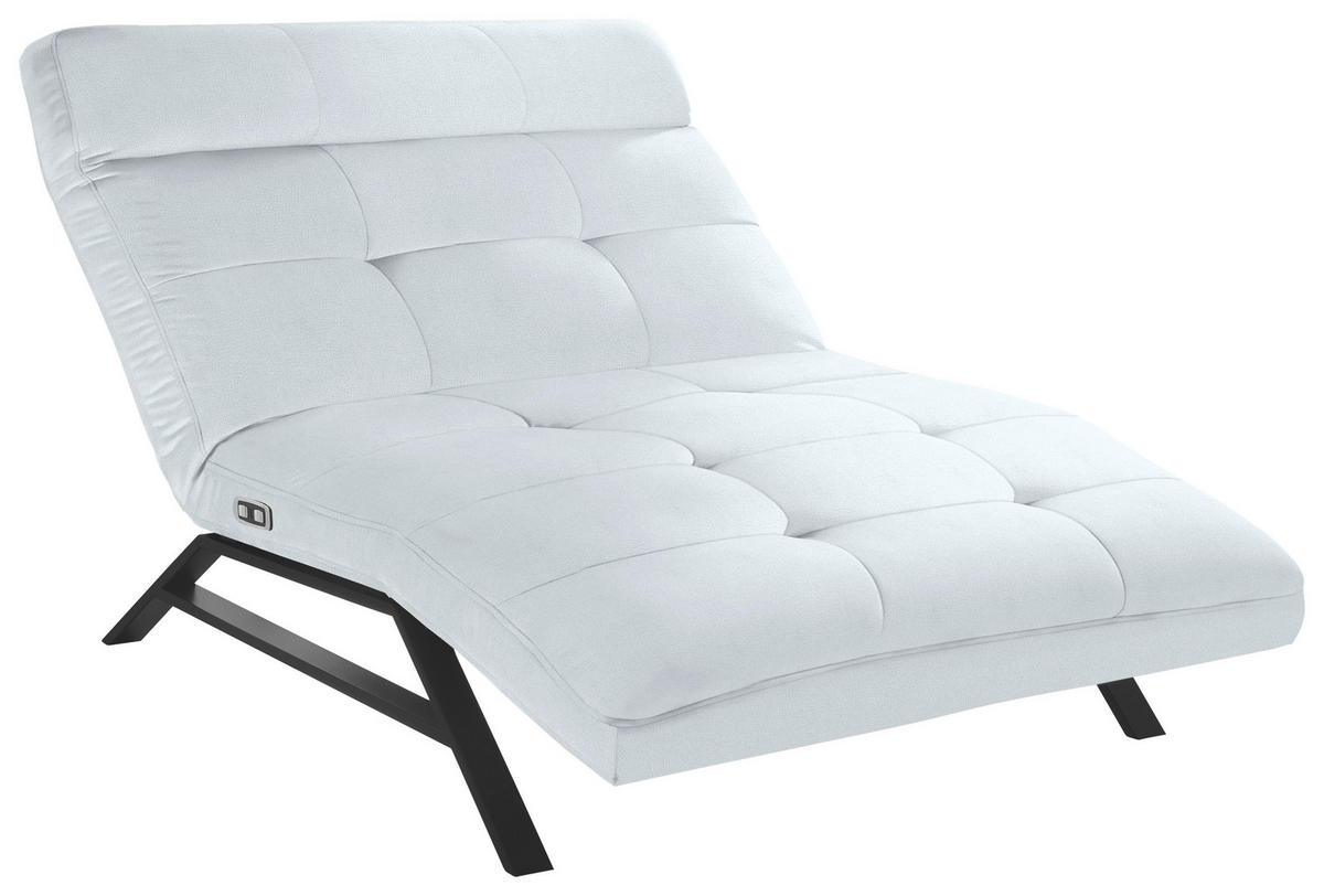 RELAXLIEGE in Echtleder Weiss  - Weiss/Schwarz, Design, Leder/Metall (120/54-113/158-198cm) - Pure Home Lifestyle