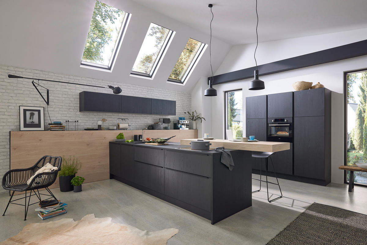 INBYGGNADSKÖK   - mörkbrun/ekfärgad, Design, trämaterial - Dieter Knoll