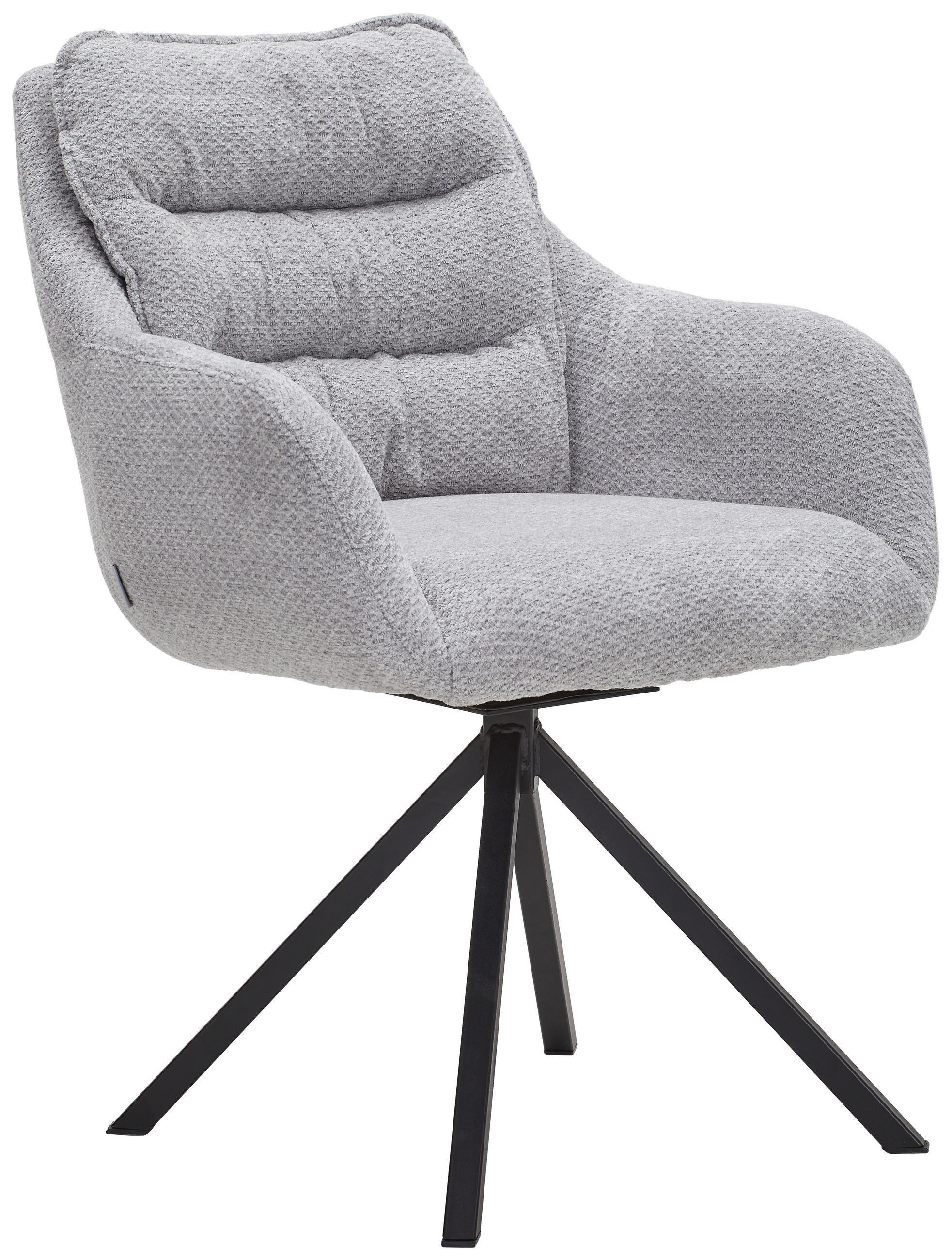 ARMLEHNSTUHL  in Stahl Chenille  - Hellgrau/Schwarz, KONVENTIONELL, Textil/Metall (59/86/69,5cm) - Linea Natura