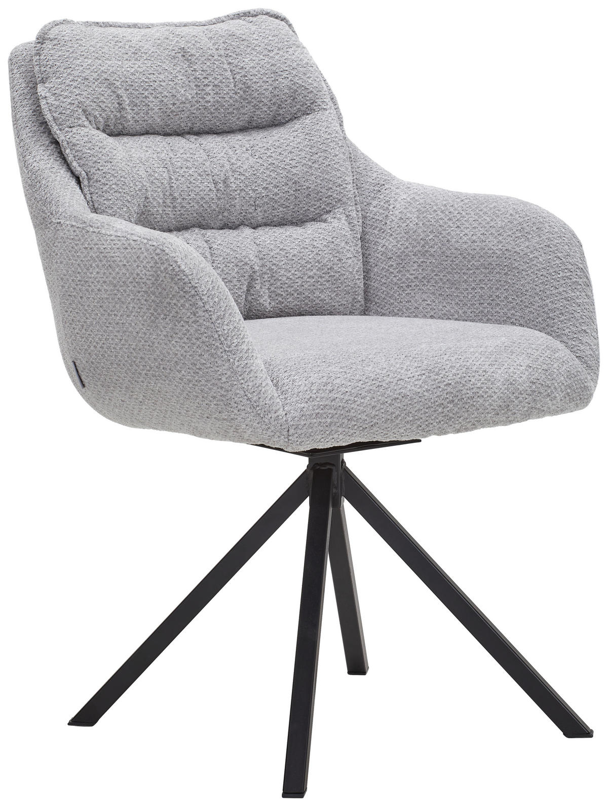 ARMLEHNSTUHL  in Stahl Chenille  - Hellgrau/Schwarz, KONVENTIONELL, Textil/Metall (59/86/69,5cm) - Linea Natura