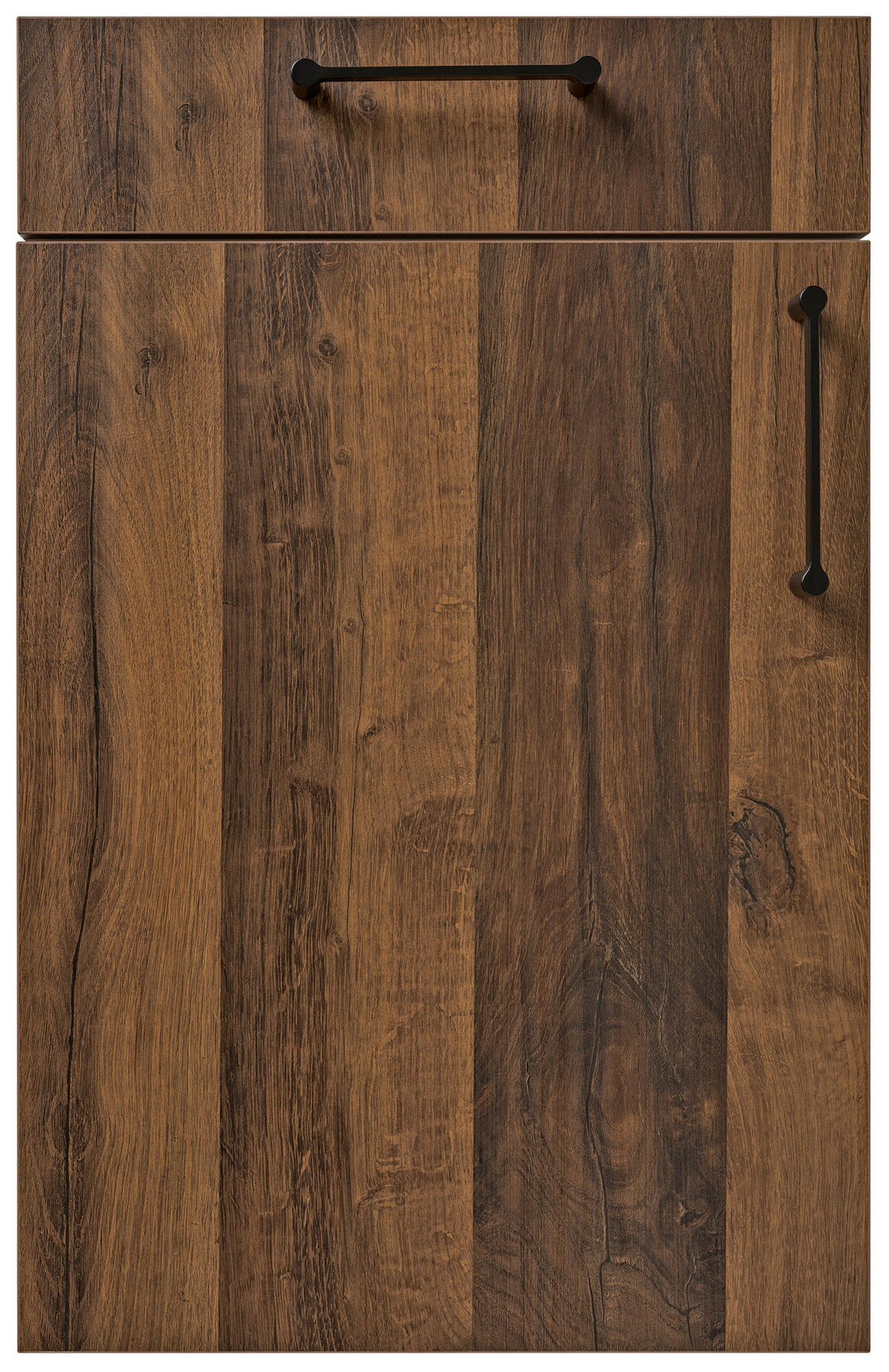 EINBAUKÜCHE   - Eichefarben/Schwarz, Design, Holzwerkstoff - Novel