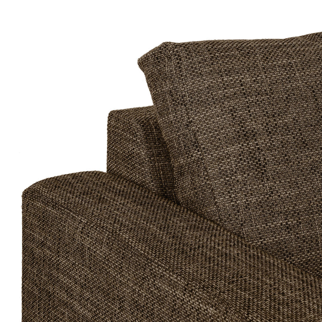 Thumbnail - Mid.you Ecksofa, Braun, Textil, 3-Sitzer, Füllung: Schaumstoffflocken, Ottomane links, L-Form, 200x144 cm, Made in EU, R...