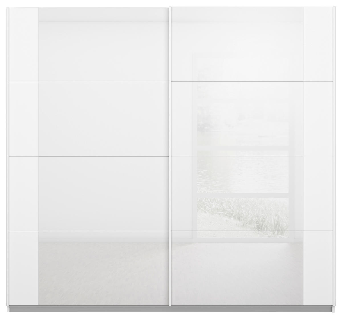 SCHWEBETÜRENSCHRANK in Weiss, Weiss Hochglanz  - Weiss Hochglanz/Weiss, Modern, Glas/Holzwerkstoff (226/210/62cm) - Rauch Möbel