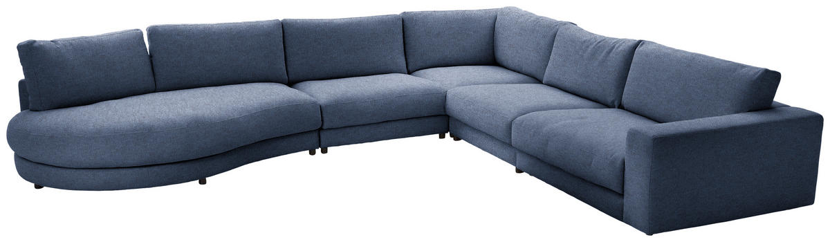 ECKSOFA in Flachgewebe Blau  - Blau/Schwarz, Design, Kunststoff/Textil (425/365cm) - Lomoco