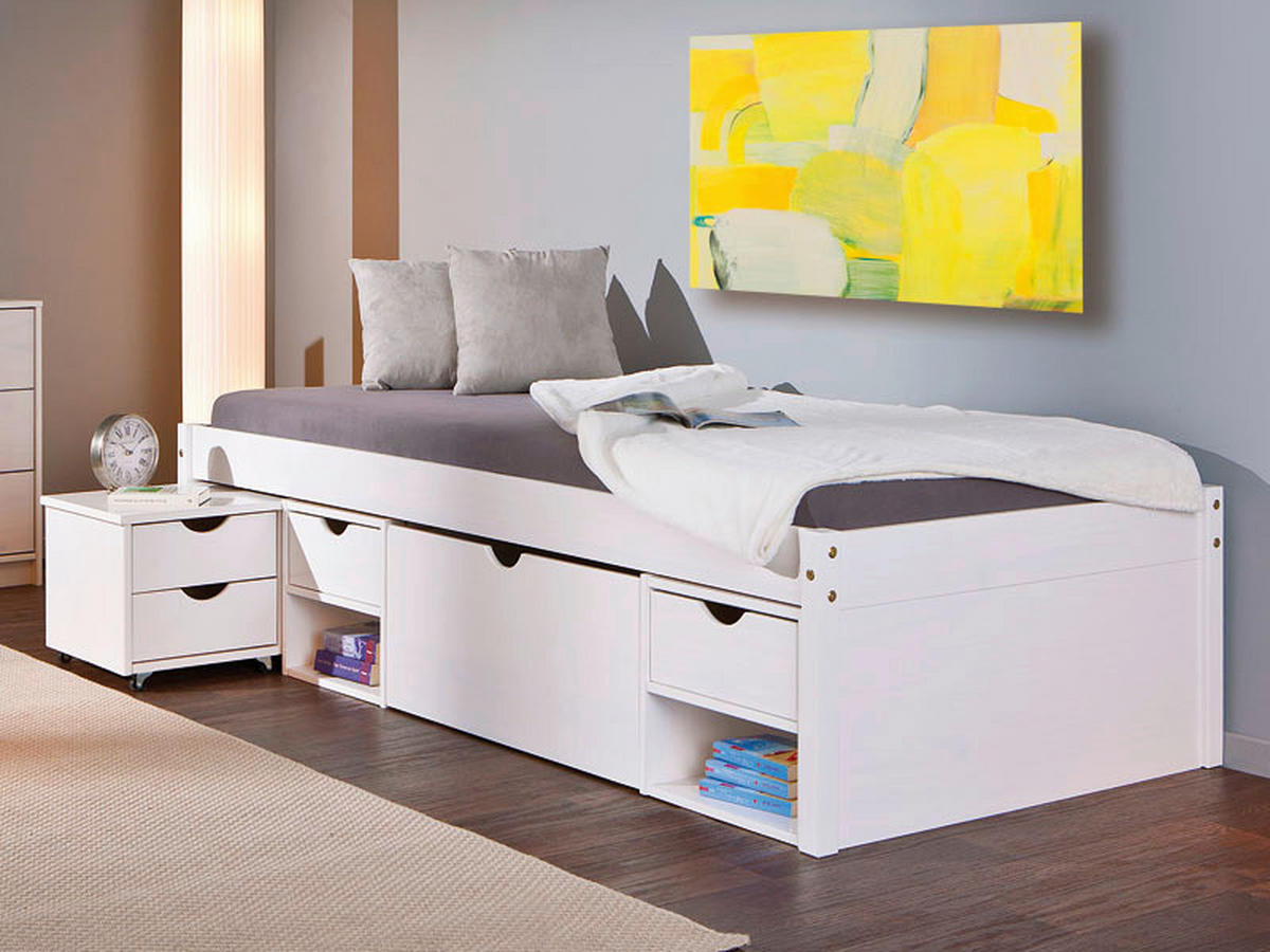 POSTEĽ, biela - biela, Modern, drevo (209/47,5/96cm) - Carryhome