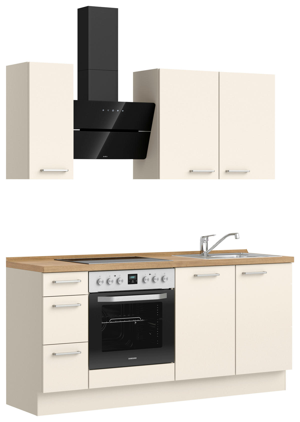 KÜCHENLEERBLOCK 180 cm   in Eichefarben, Magnolie  - Edelstahlfarben/Eichefarben, MODERN, Holzwerkstoff/Metall (180cm) - Nobilia