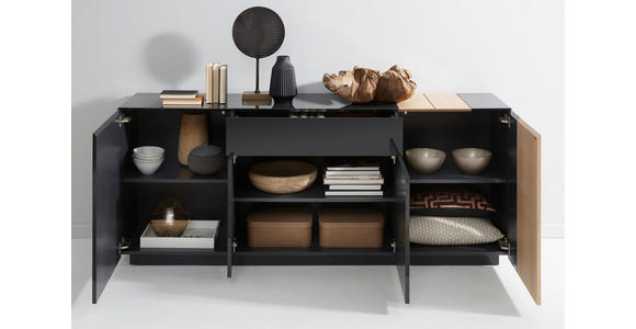 SIDEBOARD 210/86/47 cm  - Eichefarben/Dunkelgrau, Design, Holzwerkstoff (210/86/47cm) - Ambiente