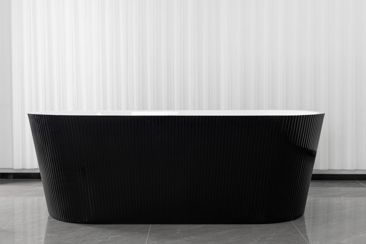 BADEWANNE freistehend   - Schwarz/Weiß, KONVENTIONELL, Kunststoff (75/58/170cm) - Sanotechnik