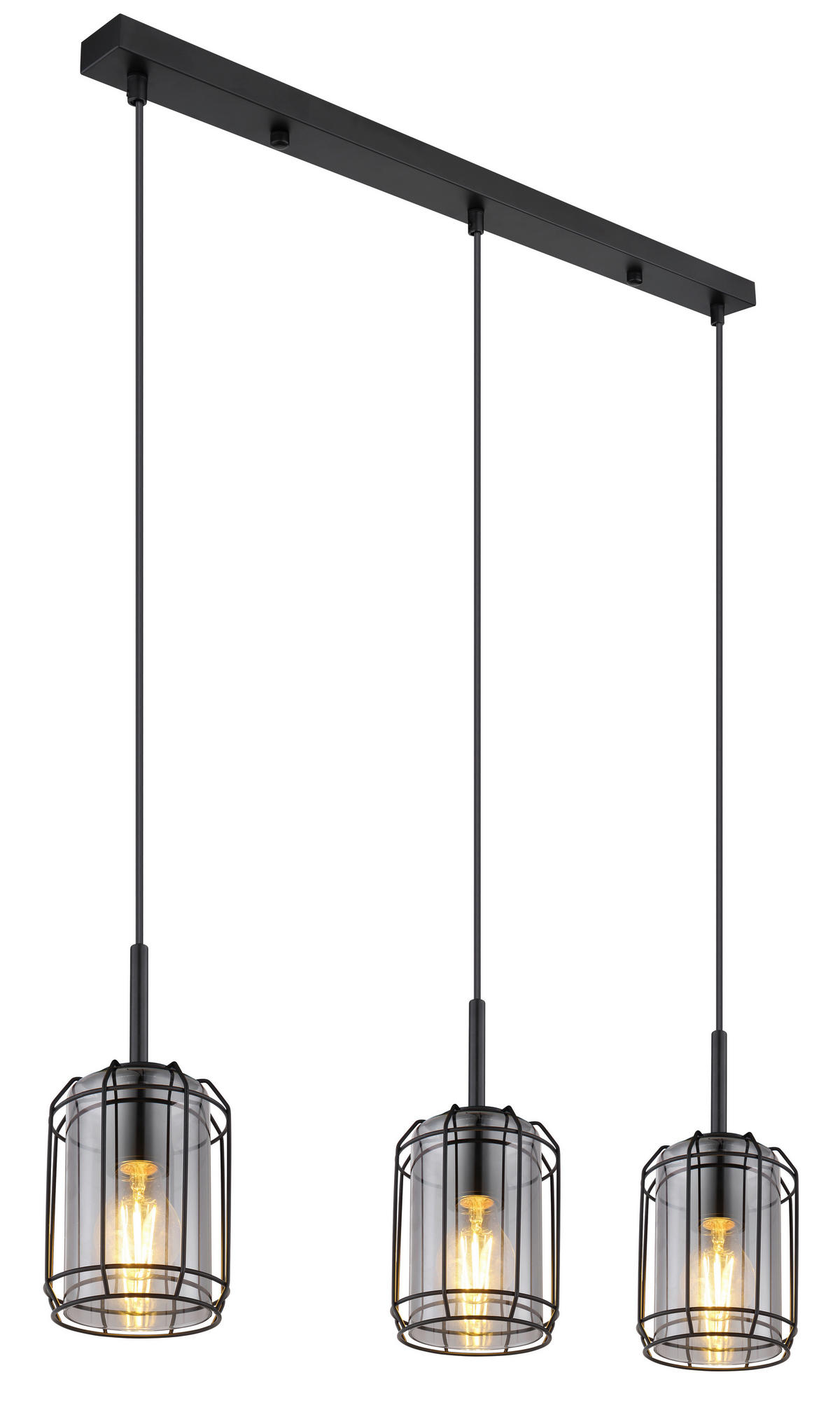 HÄNGELEUCHTE 77/13/120 cm    - Schwarz, Design, Glas/Metall (77/13/120cm) - Globo