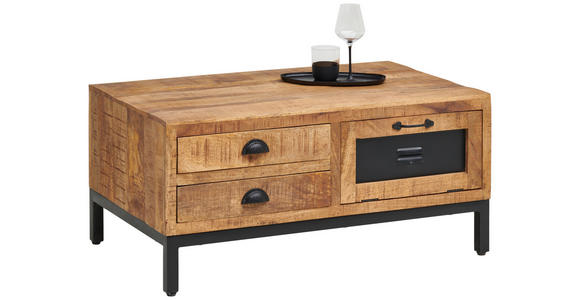 COUCHTISCH in Holz, Metall 100/60/45 cm - Schwarz/Naturfarben, LIFESTYLE, Holz/Metall (100/60/45cm) - Landscape