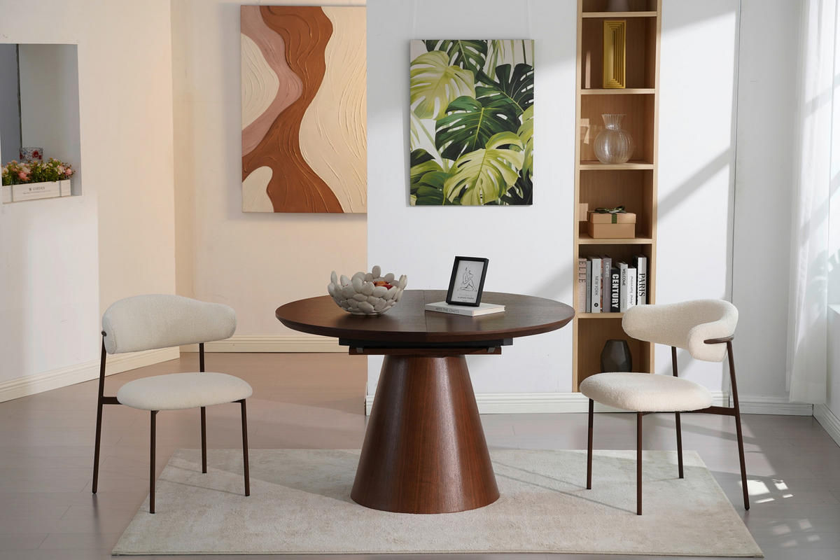 STUHL , , Teddystoff  - Walnussfarben/Weiß, MODERN, Holz/Textil (55/78/58cm) - MID.YOU