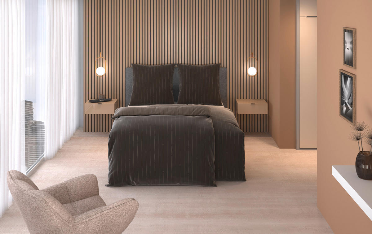 WENDEBETTWÄSCHE STRIPES DK Satin 200/200 cm  - Braun, Design, Textil (200/200cm) - Dieter Knoll