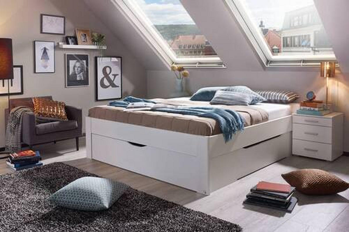 TÁROLÓS ÁGY 180/200 cm  fehér  - fehér, Modern, faalapú anyag (180/200cm) - Rauch Möbel