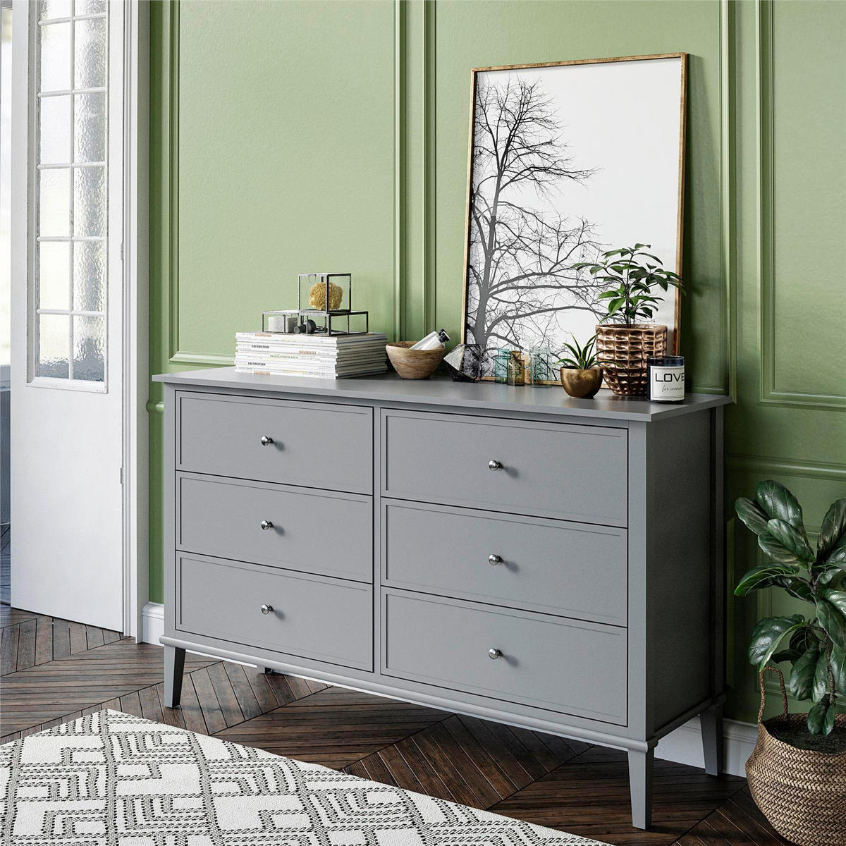 KOMMODE Franklin  in 141/85/41 cm  - Silberfarben/Grau, Design, Holzwerkstoff/Metall (141/85/41cm) - MID.YOU