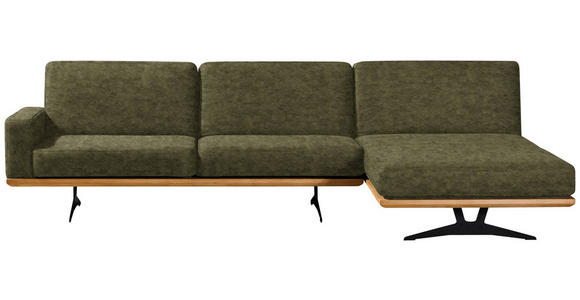 ECKSOFA in Flachgewebe Grün  - Schwarz/Grün, Natur, Holz/Textil (326/170cm) - Valnatura