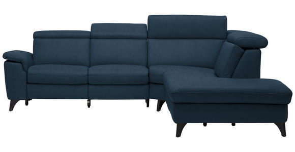 ECKSOFA  in Echtleder Dunkelblau  285/239 cm  - Schwarz/Dunkelblau, Design, Leder/Metall (285/239cm) - Cantus
