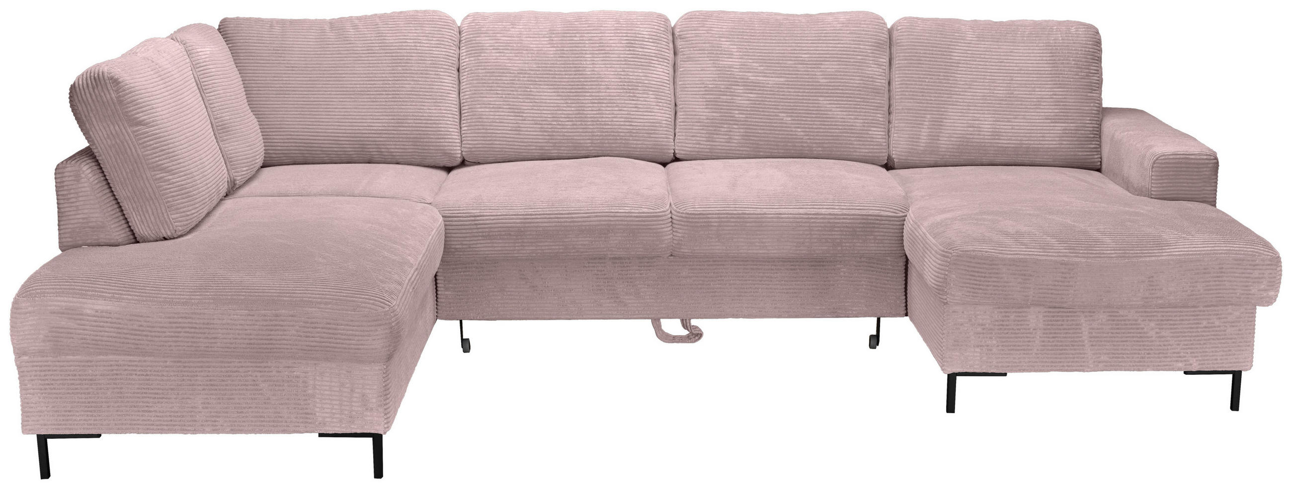 WOHNLANDSCHAFT Altrosa Cord  - Schwarz/Altrosa, KONVENTIONELL, Textil/Metall (197/303/148cm) - Carryhome