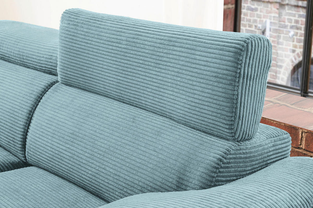ECKSOFA in Cord Hellblau  - Schwarz/Hellblau, Design, Holz/Textil (174/270cm) - Pure Home Lifestyle