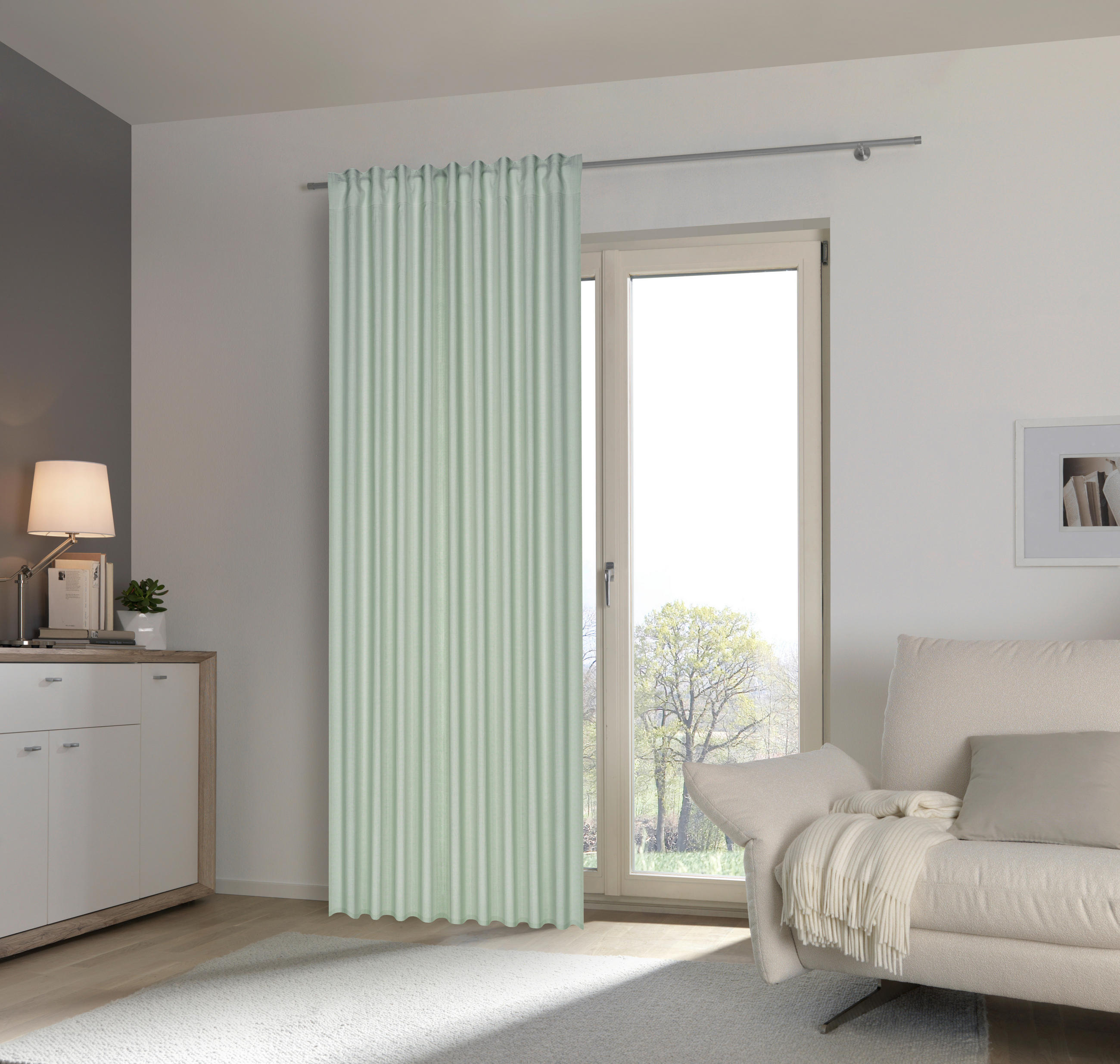 FERTIGVORHANG blickdicht  - Salbeigrün, Basics, Textil (135/255cm) - Esposa