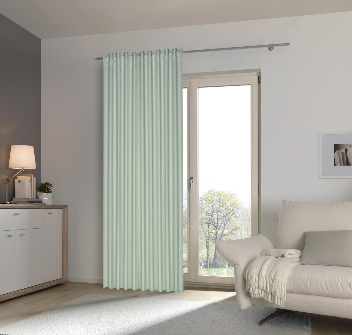 FERTIGVORHANG blickdicht  - Salbeigrün, Basics, Textil (135/255cm) - Esposa