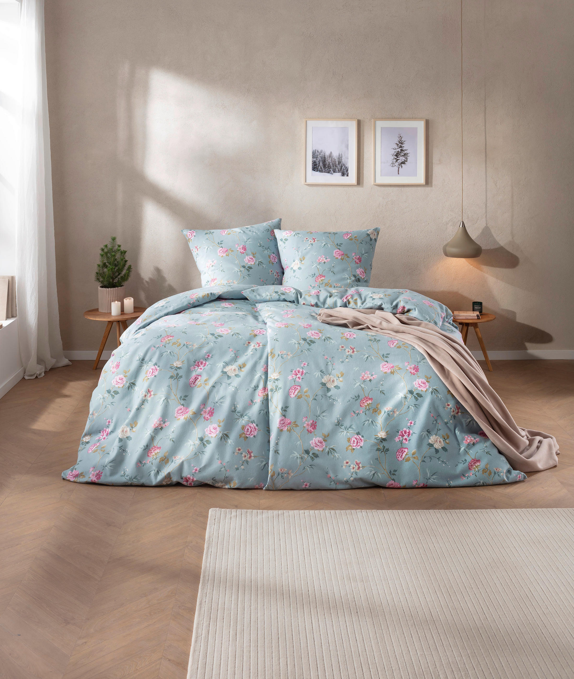 BETTWÄSCHE Atelier Flanell 155/220 cm  - Taubenblau, Design, Textil (155/220cm) - Estella