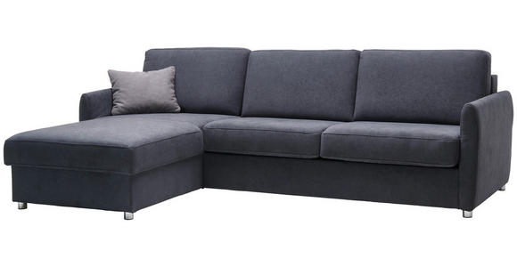 ECKSOFA in Flachgewebe Anthrazit 176/285 cm - Chromfarben/Anthrazit, KONVENTIONELL, Textil/Metall (176/285cm) - Novel