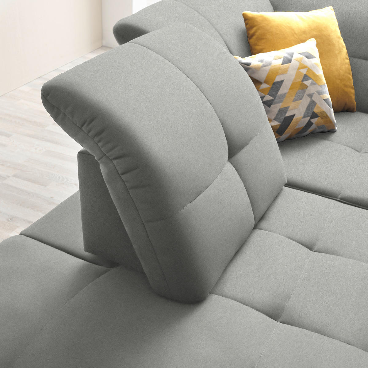 ECKSOFA in Chenille Hellgrau  240/308 cm  - Hellgrau/Schwarz, Design, Textil/Metall (240/308cm) - Xora