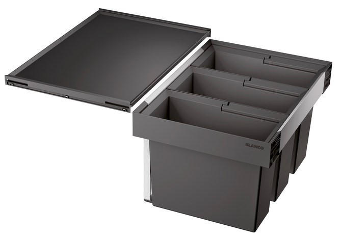 ABFALLSAMMLER 45 L  - Edelstahlfarben/Anthrazit, Basics, Kunststoff/Metall (56,2/37,1/40cm) - Blanco