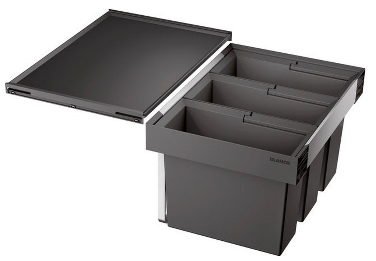 ABFALLSAMMLER 45 L  - Edelstahlfarben/Anthrazit, Basics, Kunststoff/Metall (56,2/37,1/40cm) - Blanco