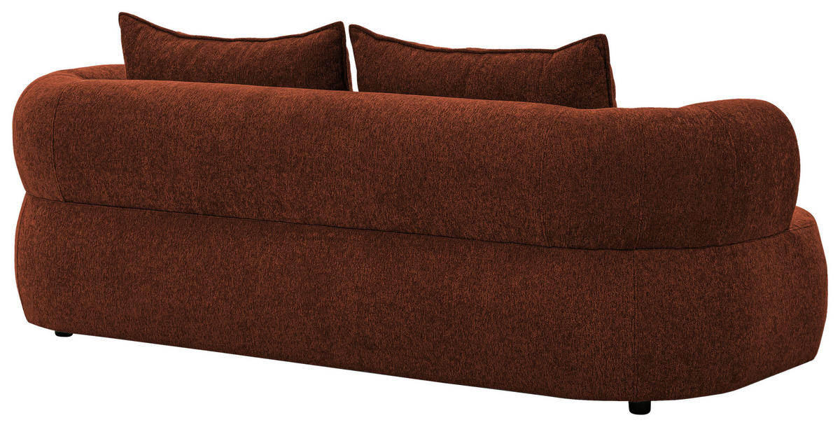 3-SITZER-SOFA Chenille Rostfarben  - Rostfarben/Schwarz, Design, Kunststoff/Textil (200/76/96cm) - Livetastic